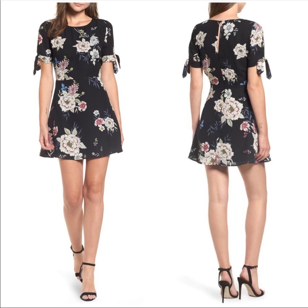 Leith Floral Tie Sleeve Fit and Flare dress